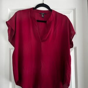 Forever 21 Burgundy V-Neck Blouse